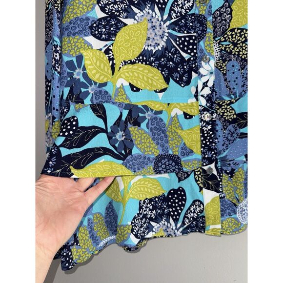 Habitat Floral Blouse Top Flare Flutter Sleeve Tiered Artsy Drapes Classic Large - Picture 6 of 16